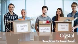  Presentation with cause - PPT layouts featuring social cause - portrait of creative business team background and a  colored foreground