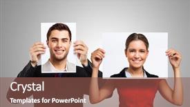  Presentation with social change - Presentation theme with social change - people holding portraits of other background and a violet colored foreground