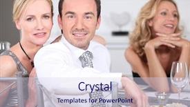  Presentation with dinner party - Colorful presentation design enhanced with social classes - couple at dinner party backdrop and a  colored foreground