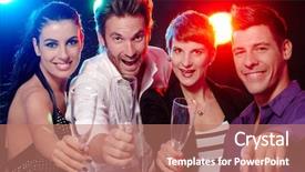  Presentation with fun - Presentation theme featuring social clubs - attractive young people having fun background and a coral colored foreground