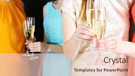  Presentation with farewell party time - Presentation theme with social clubs - girls have party celebration background and a lemonade colored foreground