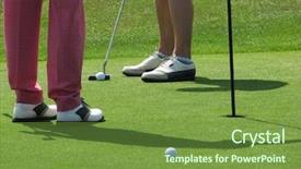  Presentation with green lines - Amazing slides having social clubs - woman lines up hole backdrop and a  colored foreground