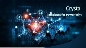  Presentation with social media - Presentation having social communication and networking mixed background and a navy blue colored foreground