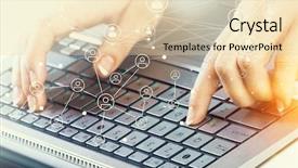  Presentation with social media - Slide set with social connection and networking mixed background and a lemonade colored foreground