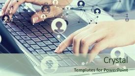  Presentation with social commerce - Presentation design featuring social connection and networking background and a soft green colored foreground