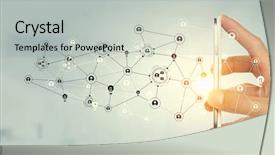  Presentation with connecting people - Audience pleasing PPT theme consisting of devices connecting people mixed media mixed media backdrop and a light gray colored foreground
