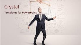  Presentation with concept - Amazing slide set having increased utilization - little businessman controlled from above backdrop and a lemonade colored foreground