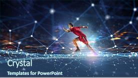  Presentation with media - Audience pleasing theme consisting of social determinants health - young man jogger mixed media backdrop and a ocean colored foreground