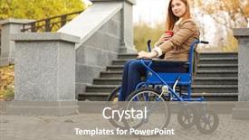  Presentation with coffee cup - Slide deck enhanced with social determinants health - young woman in wheelchair background and a gray colored foreground