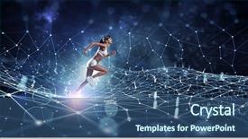  Presentation with media - Colorful slide deck enhanced with social determinants health - young woman jogger mixed media backdrop and a ocean colored foreground