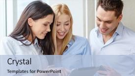  Presentation with smartphones - Colorful presentation theme enhanced with social development - business and office concept backdrop and a light blue colored foreground