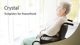  Presentation with elderly home - Cool new presentation theme with social diagnosis - disabled elderly woman in wheelchair backdrop and a cream colored foreground