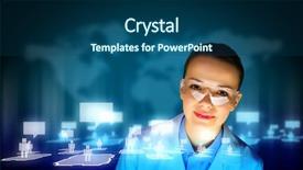  Presentation with understanding communication - Slide deck enhanced with social diagnosis - image of young woman scientist background and a ocean colored foreground