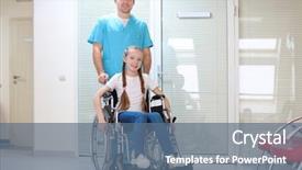  Presentation with doctor taking care of baby - Amazing PPT layouts having social diagnosis - male doctor taking care backdrop and a ocean colored foreground