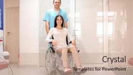  Presentation with wheelchair - Slides consisting of social diagnosis - male doctor taking care background and a soft green colored foreground