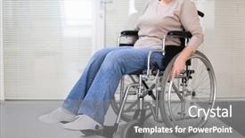  Presentation with wheelchair - Audience pleasing slides consisting of social diagnosis - mature woman sitting in wheelchair backdrop and a gray colored foreground