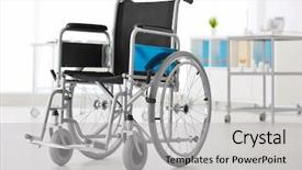  Presentation with care elderly - PPT theme with social diagnosis - wheelchair in light room elderly background and a light gray colored foreground