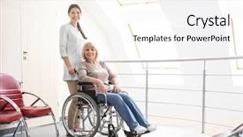  Presentation with doctor taking care of family - Theme enhanced with social diagnosis - young female doctor taking care background and a cream colored foreground