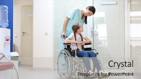  Presentation with doctor taking care of baby - Audience pleasing PPT theme consisting of social diagnosis - young female doctor taking care backdrop and a light gray colored foreground