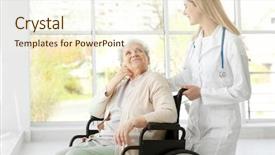  Presentation with diagnosis - PPT layouts featuring social diagnosis - young nurse and disabled elderly background and a cream colored foreground