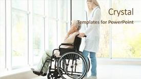  Presentation with diagnosis - PPT theme having social diagnosis - young nurse and disabled elderly background and a cream colored foreground