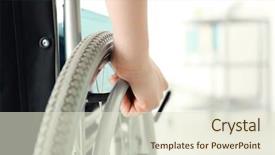  Presentation with diagnosis - Colorful presentation theme enhanced with social diagnosis - young woman in wheelchair closeup backdrop and a lemonade colored foreground