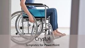  Presentation with wheelchair - Theme consisting of social diagnosis - young woman in wheelchair background and a  colored foreground