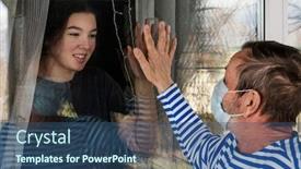  Presentation with teenage girl - Beautiful slides featuring social-distance-an-elderly-man backdrop and a ocean colored foreground