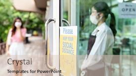  Presentation with normal - Beautiful slide deck featuring social-distance-signage-for-new backdrop and a lemonade colored foreground