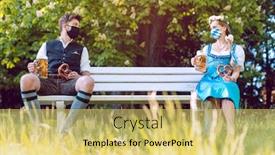  Presentation with beer garden - Slide deck having social-distancing-in-bavaria background and a yellow colored foreground