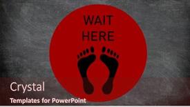  Presentation with waiting line - Cool new presentation theme with social-distancing-sign-at-supermarket backdrop and a tawny brown colored foreground