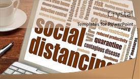  Presentation with social distancing - Slide deck enhanced with social-distancing-word-cloud background and a coral colored foreground
