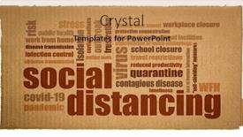  Presentation with disease infection - PPT theme consisting of social-distancing-word-cloud background and a yellow colored foreground