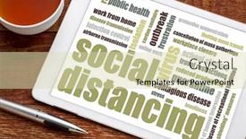  Presentation with social distancing - Beautiful presentation design featuring social-distancing-word-cloud backdrop and a soft green colored foreground