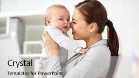 Presentation with happy baby - PPT layouts enhanced with social entrepreneur - business motherhood multi-tasking family background and a light gray colored foreground