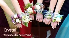  Presentation with prom - Colorful presentation theme enhanced with social events - girls holding arms backdrop and a wine colored foreground