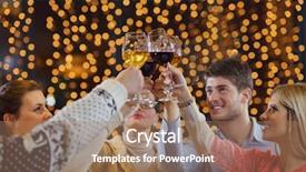  Presentation with group of diverse people - Slide deck having social events - group of happy young people background and a coral colored foreground