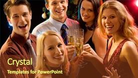  Presentation with young people in the club - Colorful theme enhanced with social events - image of five young people backdrop and a tawny brown colored foreground