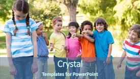  Presentation with park - Presentation design enhanced with social exclusion - little girl being bullied background and a ocean colored foreground