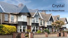  Presentation with housing - Audience pleasing slide deck consisting of social housing - english street of terraced houses backdrop and a light blue colored foreground