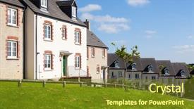  Presentation with housing - PPT theme consisting of social housing - english terraced houses background and a tawny brown colored foreground