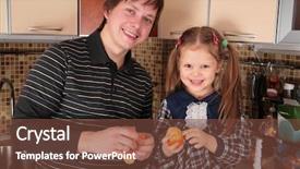  Presentation with daughter - Theme with social housing - father and daughter with mandarins background and a  colored foreground