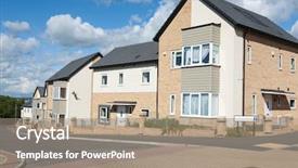  Presentation with housing - PPT layouts featuring social housing - new houses on a typical background and a coral colored foreground