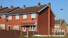  Presentation with housing - Colorful slide deck enhanced with person sees the word time backdrop and a dark gray colored foreground