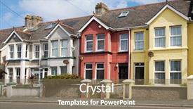  Presentation with housing - Presentation theme featuring social housing - row of typical english terraced background and a violet colored foreground