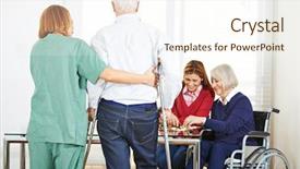  Presentation with geriatric - Presentation theme consisting of social housing - senior people in nursing home background and a cream colored foreground