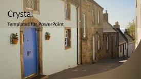  Presentation with scotland - Presentation theme with social housing - street in culross scotland uk background and a coral colored foreground