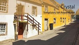 Presentation with scotland - PPT theme with social housing - street in culross scotland uk background and a yellow colored foreground