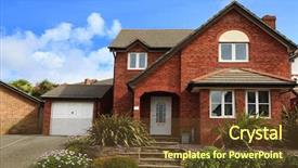  Presentation with english - Presentation theme having social housing - typical english house uk background and a tawny brown colored foreground