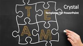  Presentation with cooperation puzzle - Audience pleasing presentation theme consisting of social inclusion - teamwork and cooperation concept backdrop and a  colored foreground